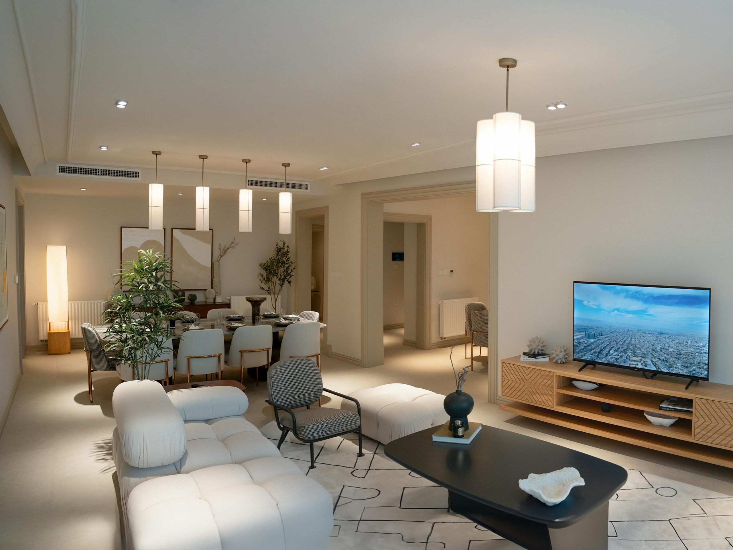 Contemporary living room showcasing sleek furniture and modern decor.