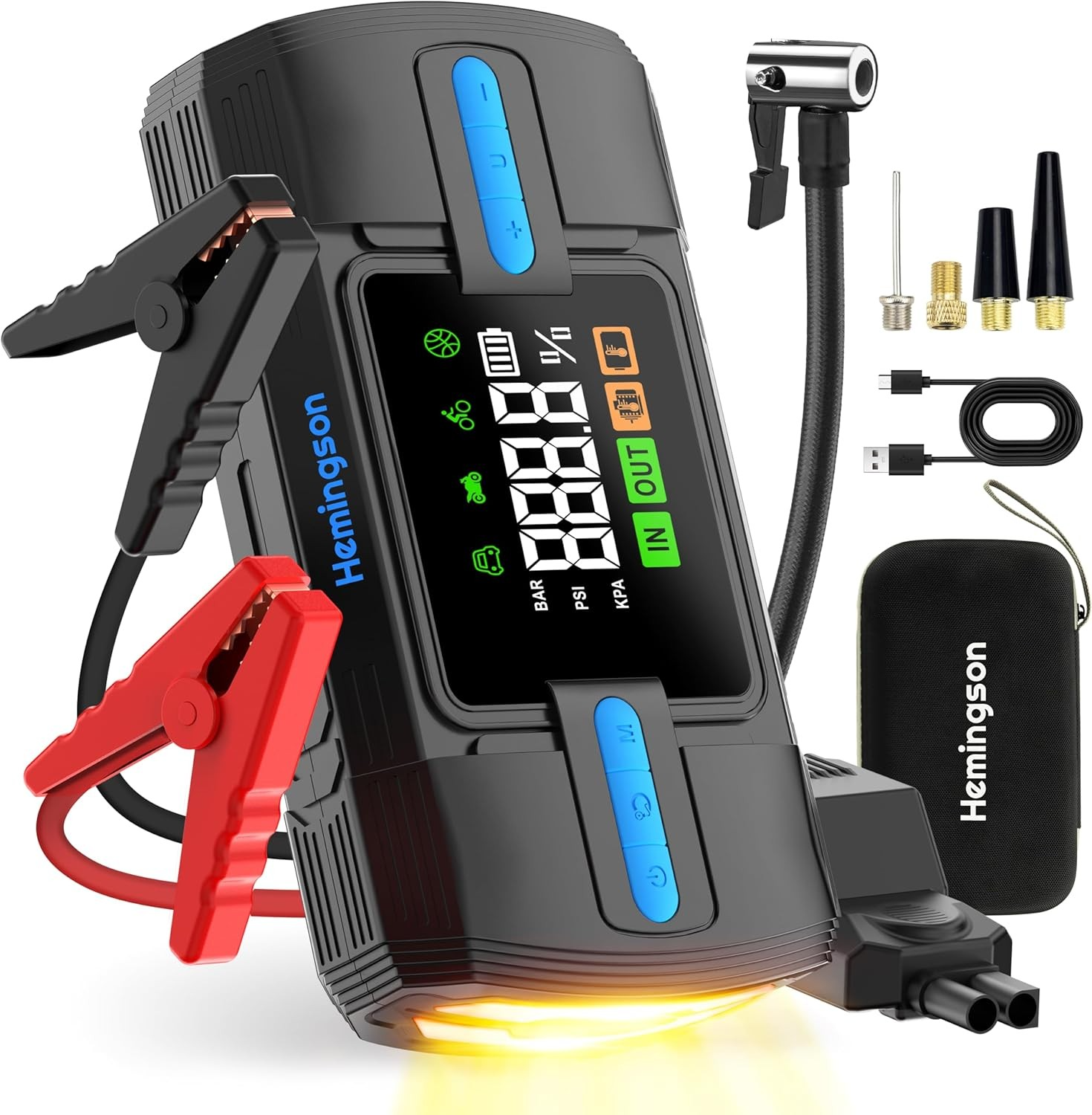 Hemingson 3000A car jump starter with 160PSI air compressor